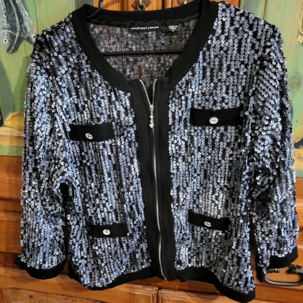 Michael Simon Black Sequin Jacket - image 4